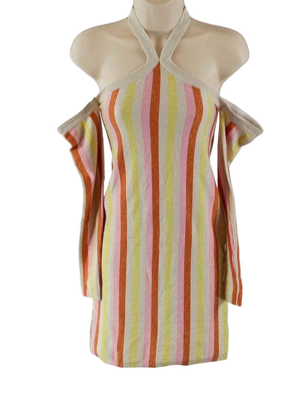 Princess Polly Multicolor Striped Off-Shoulder Long Sleeves Mini Dress